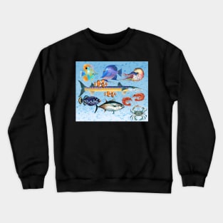 A School of Fish with Bubbles Crewneck Sweatshirt